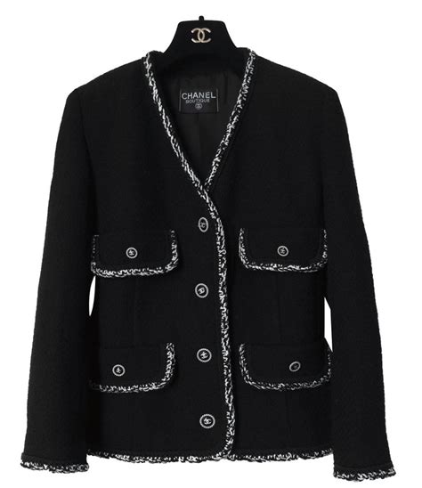 black chanel coat womens|chanel black jacket.